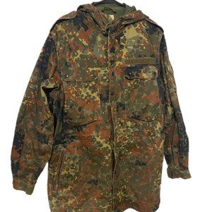 German Army Feuchter Ringelai Vintage Military Hooded Camo Parka Jacket - Size L